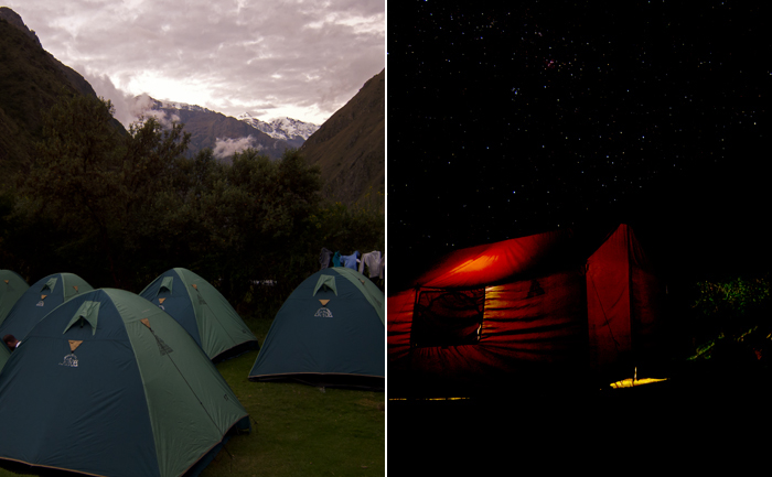 Inca Trail Day 1 Campsite at Night