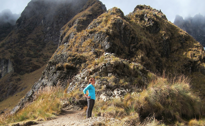 Inca Trail Day 2 Dead Womans Pass Sonja on Top of the World