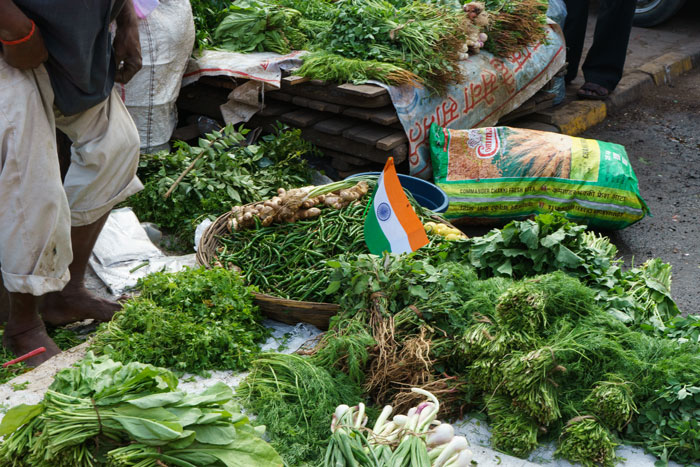 India - greens at the market