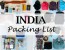 India Packing List